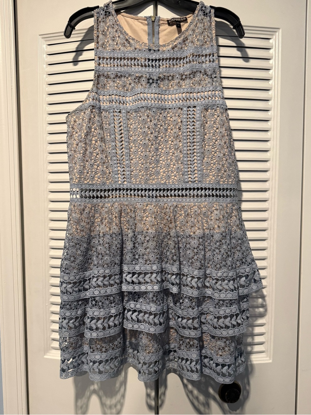 Express Light Blue Lace Tiered Skirt